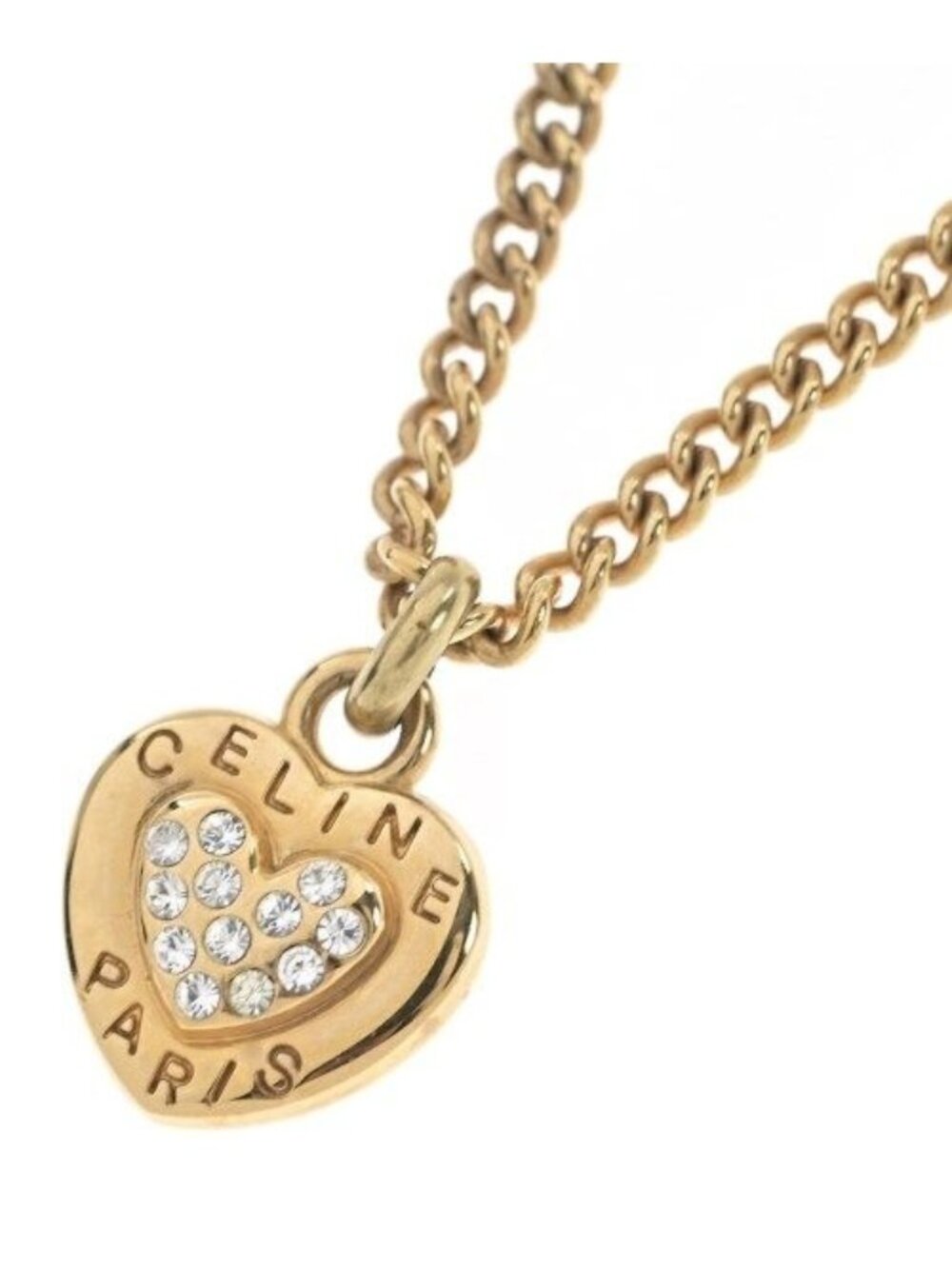Celine Necklace Heart Rhinestone Gold Plated